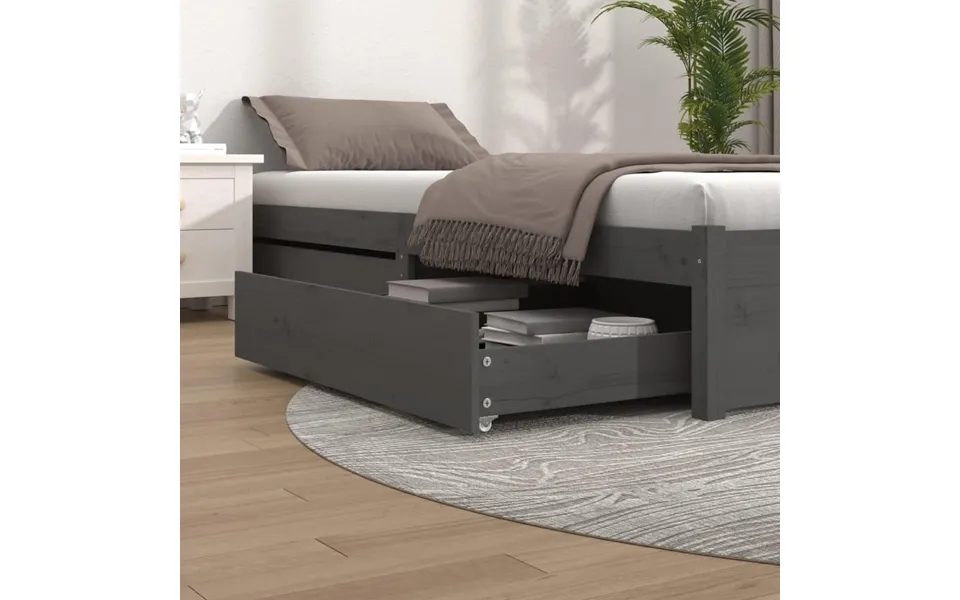 Sengeskuffer 2 Stk. Massivt Fyrretræ Grå