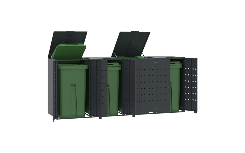 Skraldespandsskjuler 276x79x117 Cm 4 Rum Stål Antracit