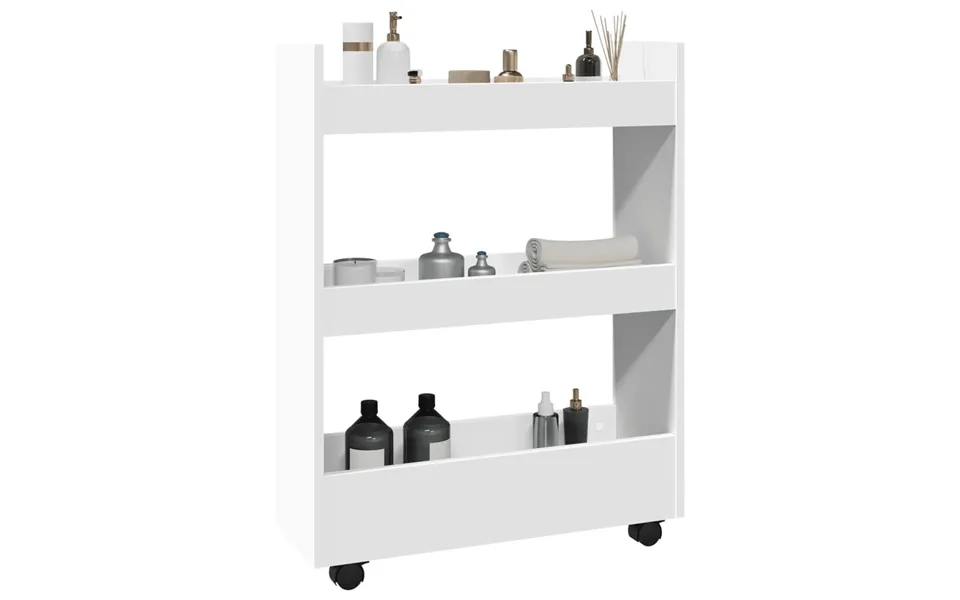 Smal Opbevaringsvogn 3-lags Hvid Konstrueret Træ