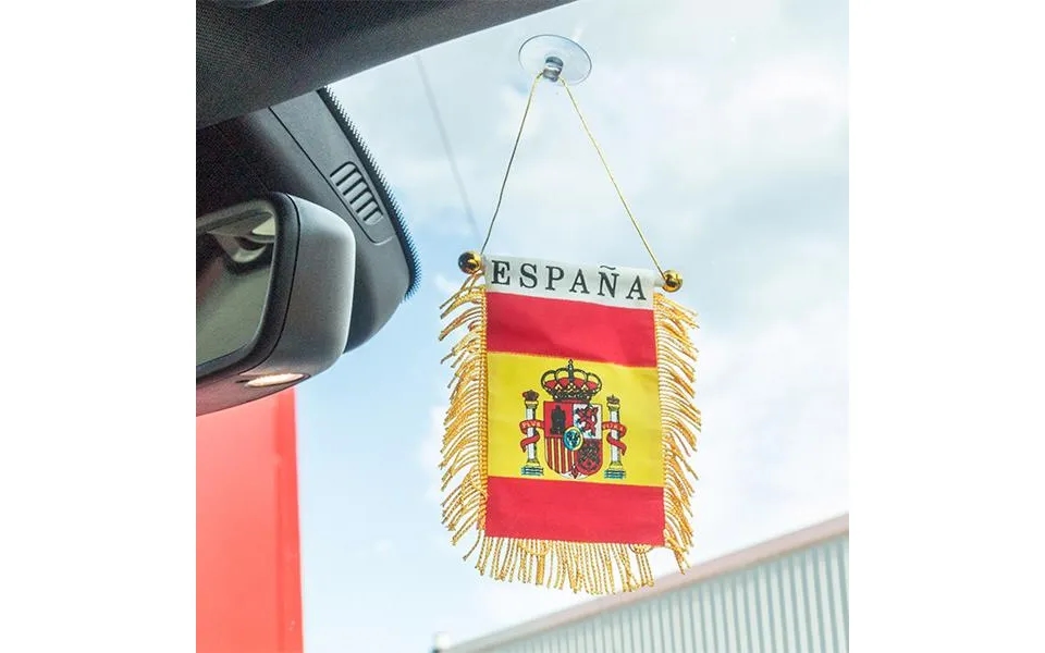 Spansk Flag Med Sugekop - Mini Vinduesbanner Til Bil Og Hjem