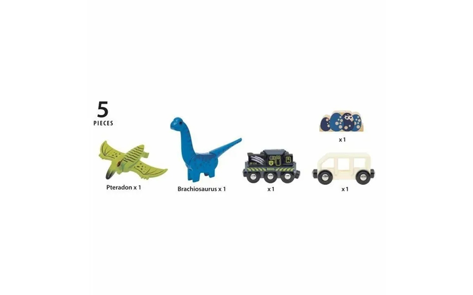 Togbanesæt Brio Dinosaur Battery Train - Træ, 3 År