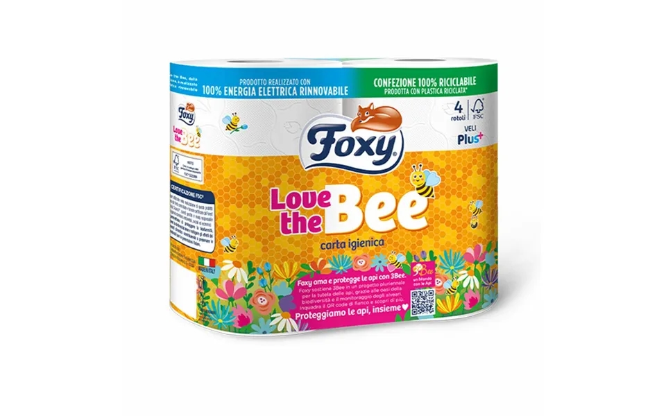 Toiletpapir Foxy Love The Bee - 3-lags, 4 Ruller