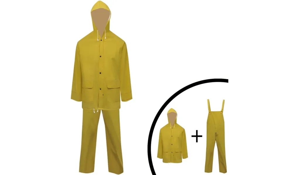 Vandtæt Heavy-duty 2-delt Regnsæt Med Hætte Gul L