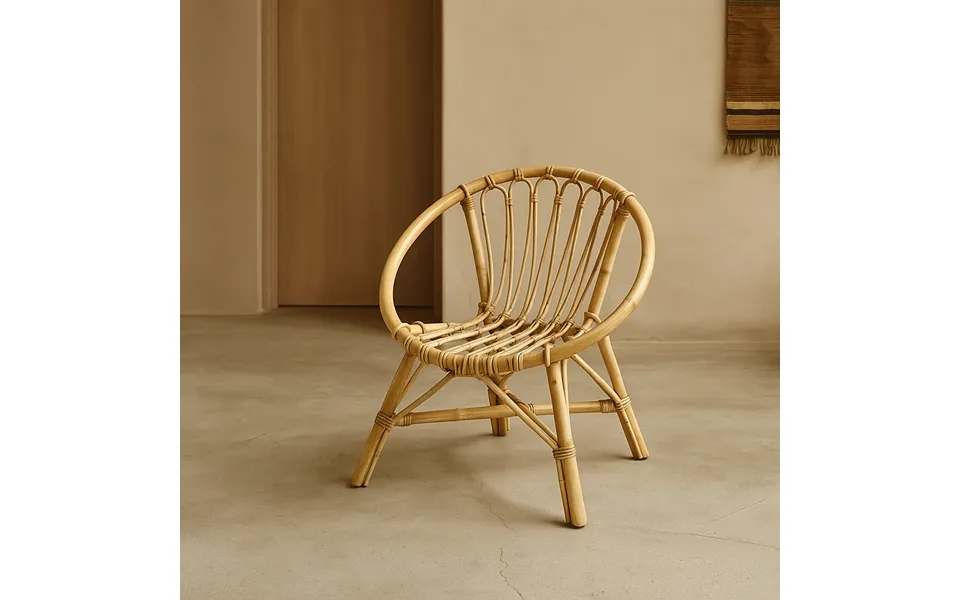 Børnestol I Natur Bambus & Rattan Håndlavet Ø50xh52 Cm