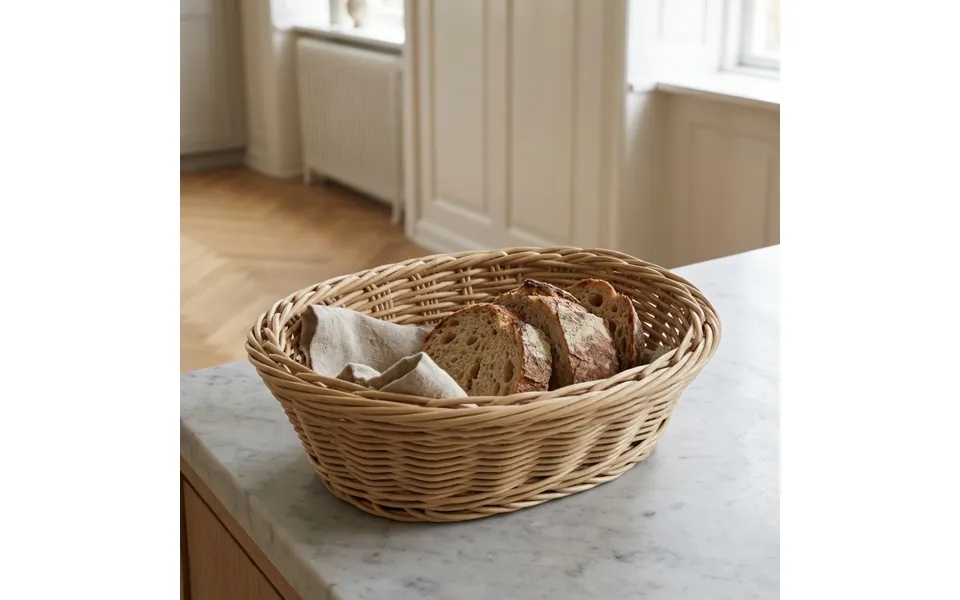 Oval Brødkurv I Natur Plast Tåler Opvaskemaskine - 23x17xh7 Cm