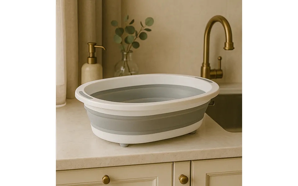 Sammenklappelig Silikone Skål Med Vaskebræt Og Dræn