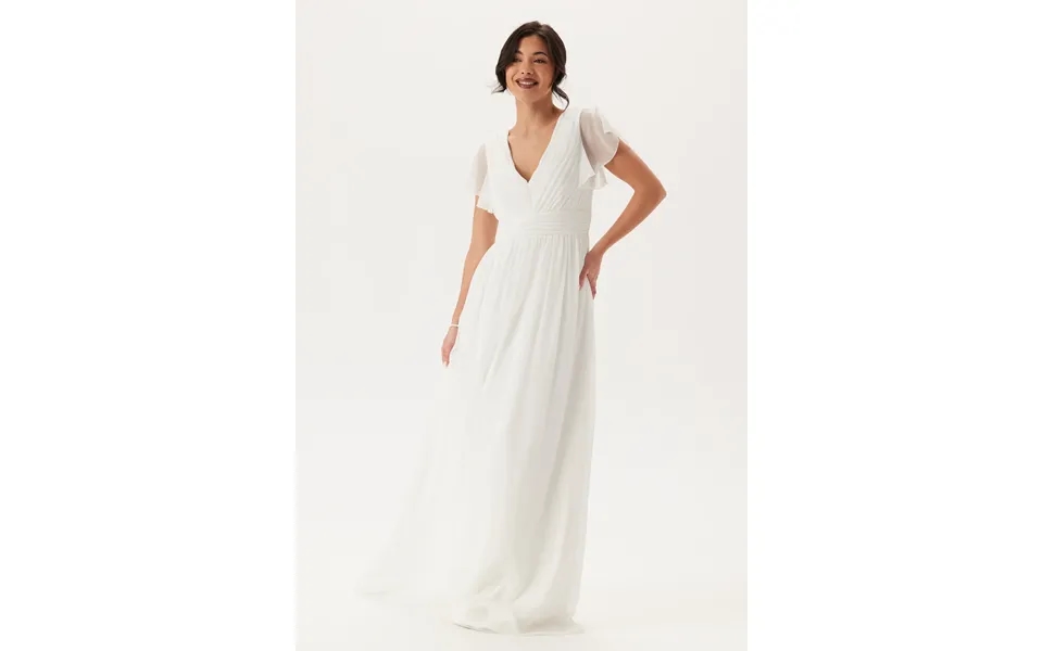 Butterfly Sleeve Pleated Wedding Gown