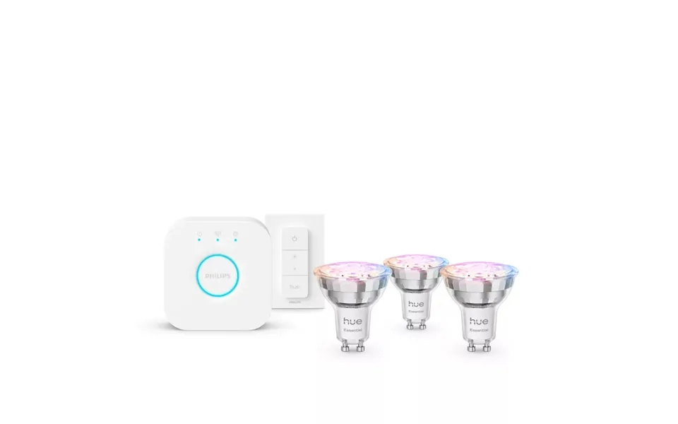 Philips Hue Essentielt Startsæt 3 X Gu10 Pærer 345 Lm Hue Dimmer Switch