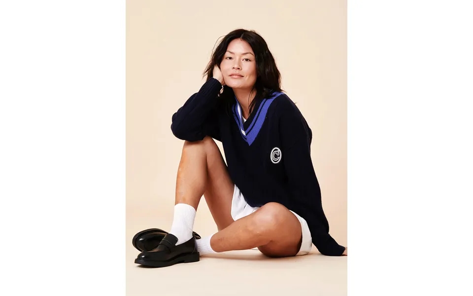 Centercourt Chunky V-neck Sweater - Ocean