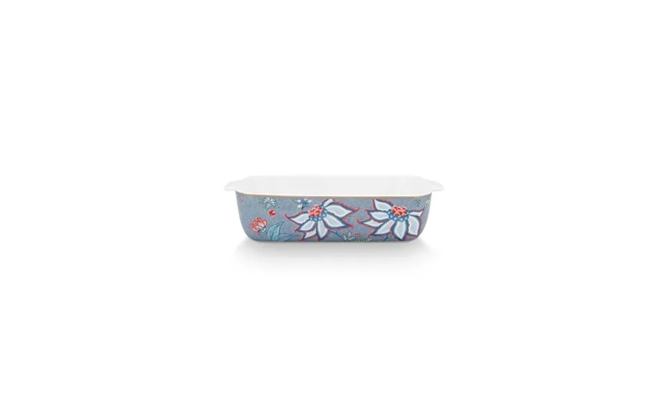 Baking Dish Rectangular Flower Festival Blue 27.5x18.5x6.5cm