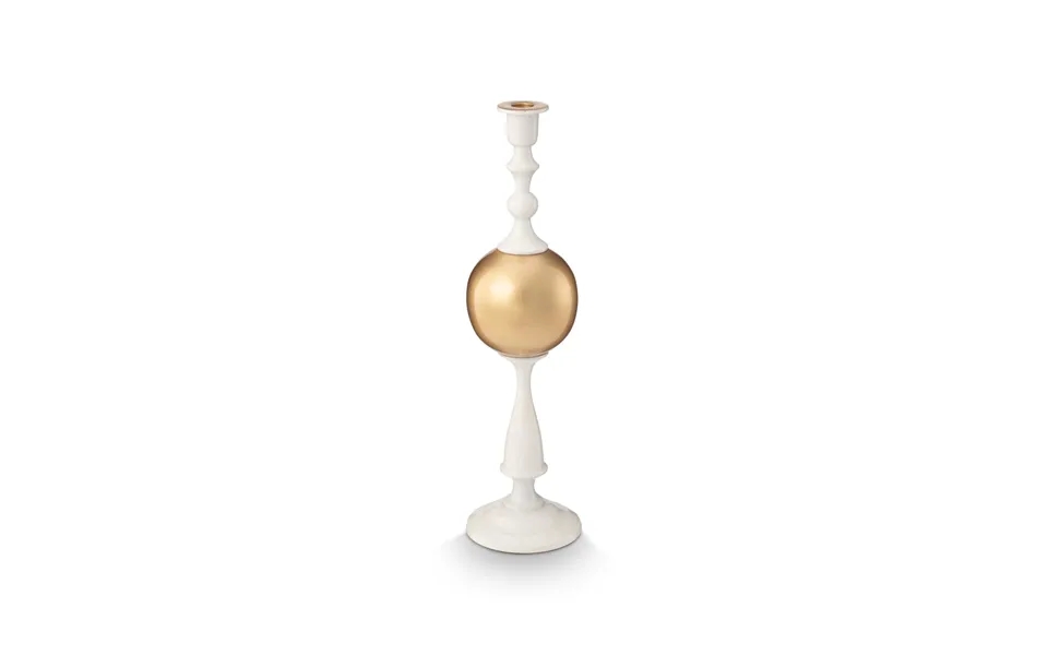Candle Holder Metal Sphere Large White-gold 44cm