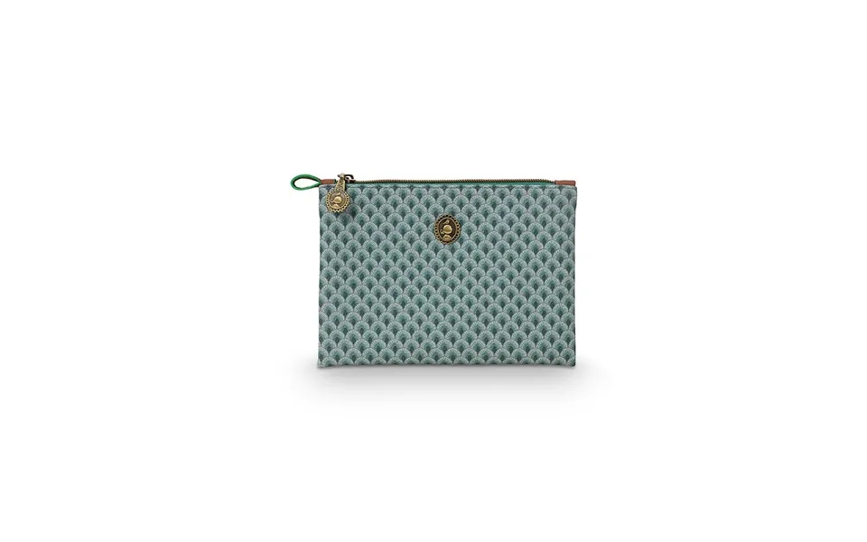 Cosmetic Flat Pouch Small Kyoto Festival Suki Green 19.5x13x1cm