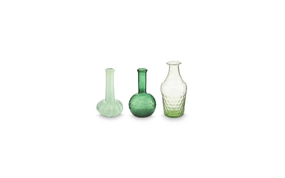 Pip Studio Set 3 Small Vases Glass Soft Green