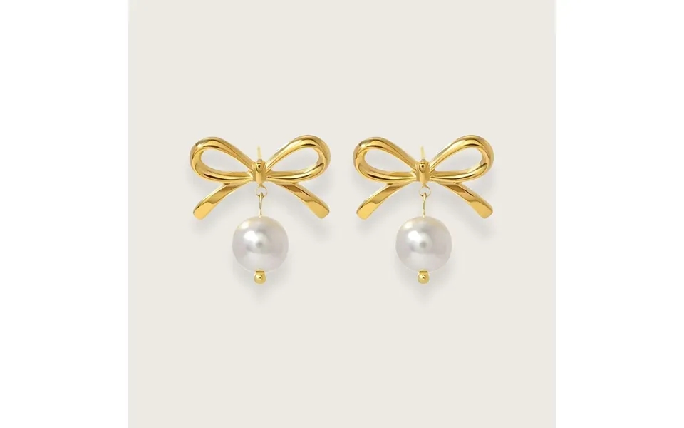 Bijou Sløjfeøreringe Med Perlevedhæng Guld