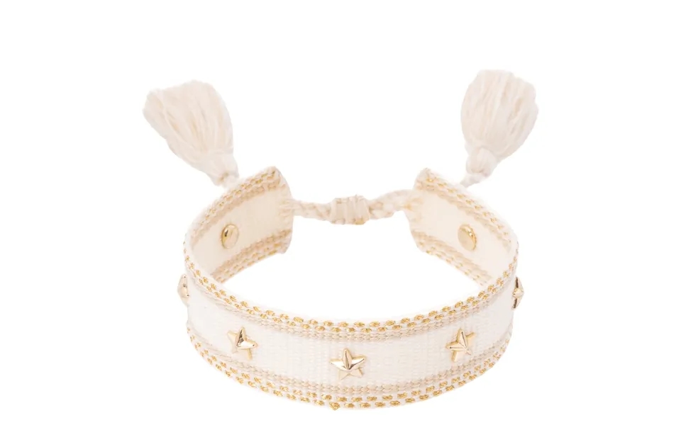 Dark Woven Friendship Bracelet With Star Studs Vanilla