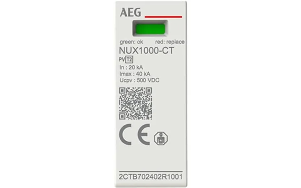 Aeg Nux1000-ct - Pv Transientbeskyttelse, T2, L-l 1000 V Dc, Max 8 20 Stransient Afledningsstrøm 40 Ka
