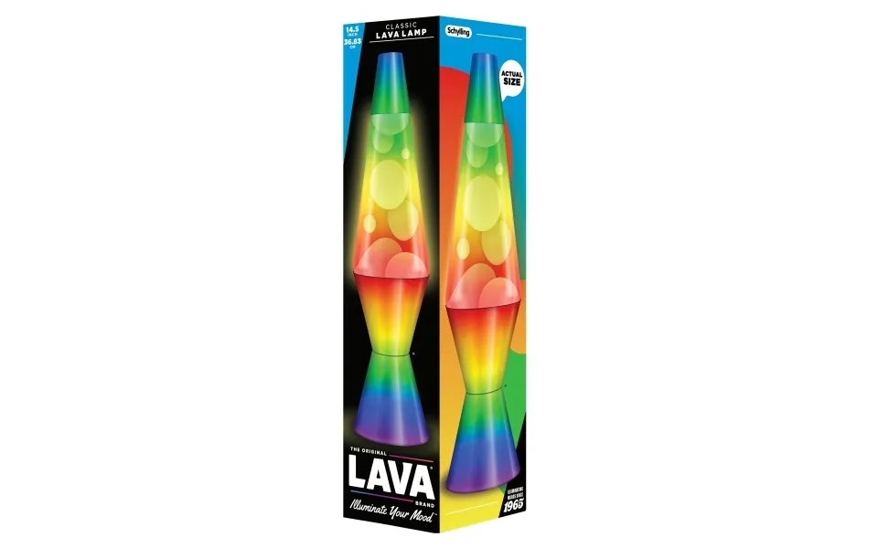Lava Lampe Hvid 3-farvet - Regnbue Base 37cm