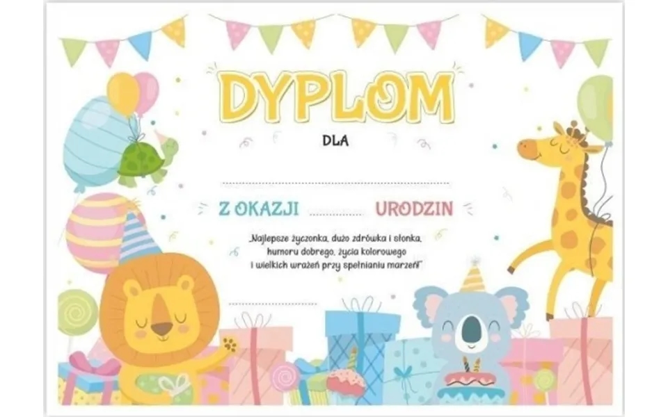 Learnhow A4 Fødselsdagscertifikat - Happy Animals 5 Stk