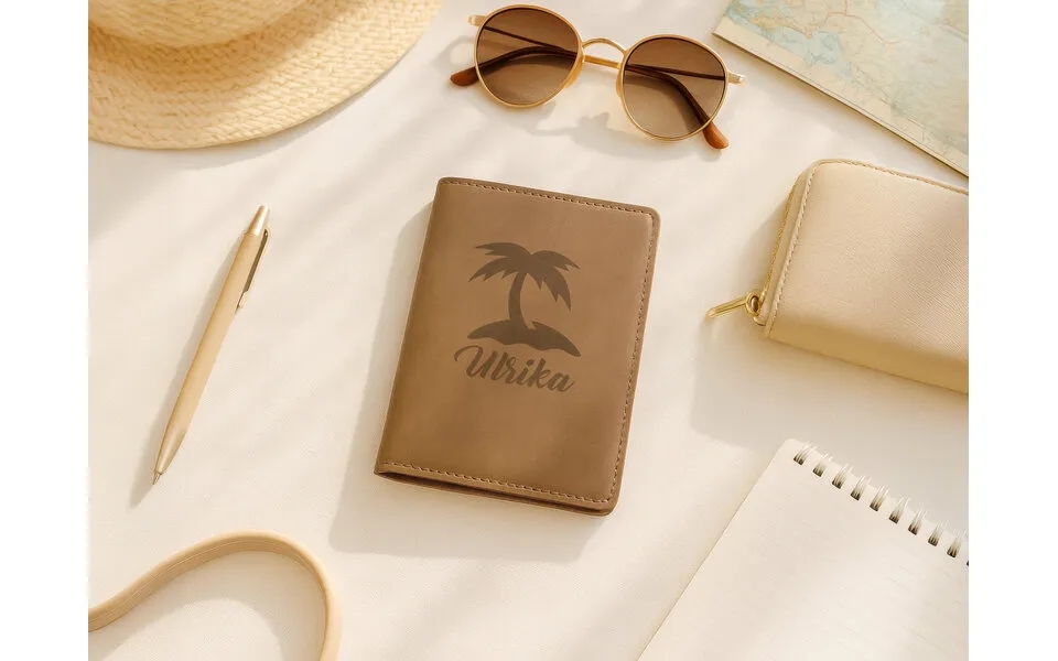 Pasomslag I Læder Med Gravering - Egen Tekst