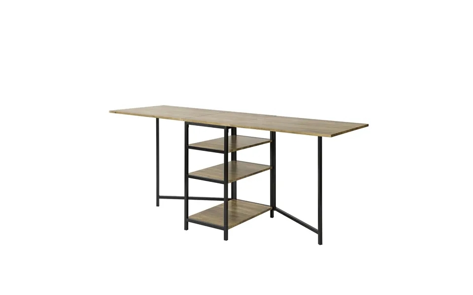 Klapbord Med 3 Hylder, Multifunktionel Langt Foldebord, Brun - Borde