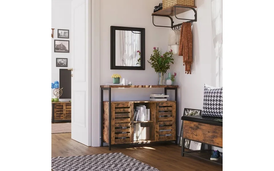 Skænk Med Skabe Og Hylder - Rustik Brun Skab 100 X 35 X 80