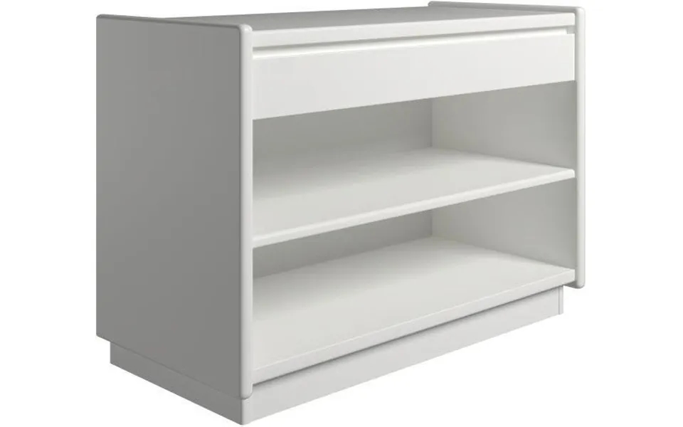 Krone 80 Cm Bredt Hvidlakeret Sengebord Med 1 Skuffe Og 1 Hylde - Dansk Produceret