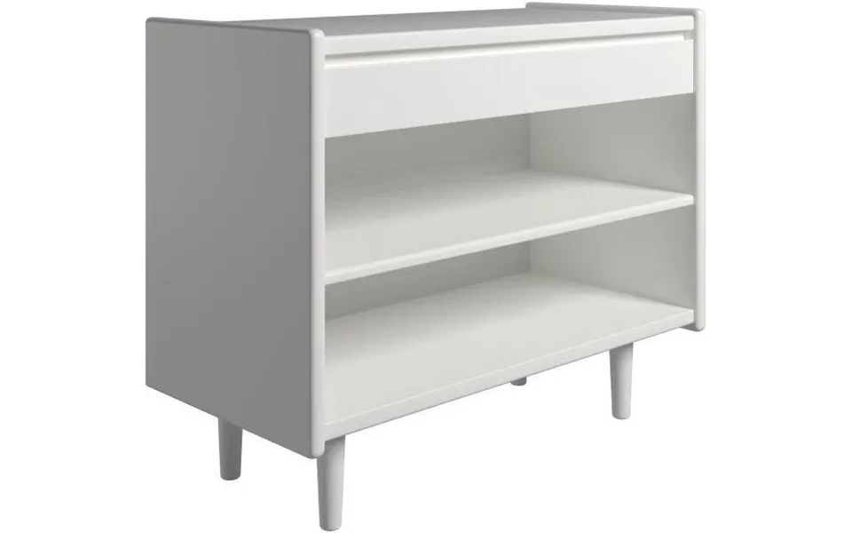 Krone 80 Cm Bredt Hvidlakeret Sengebord Med 1 Skuffe Og 1 Hylde - Dansk Produceret