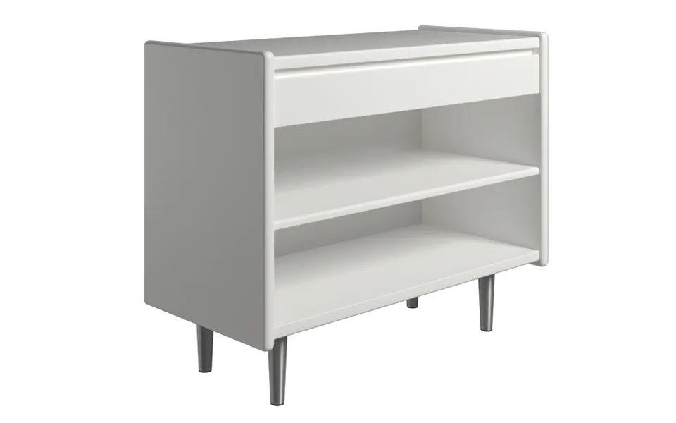 Krone 80 Cm Bredt Hvidlakeret Sengebord Med 1 Skuffe Og 1 Hylde - Dansk Produceret