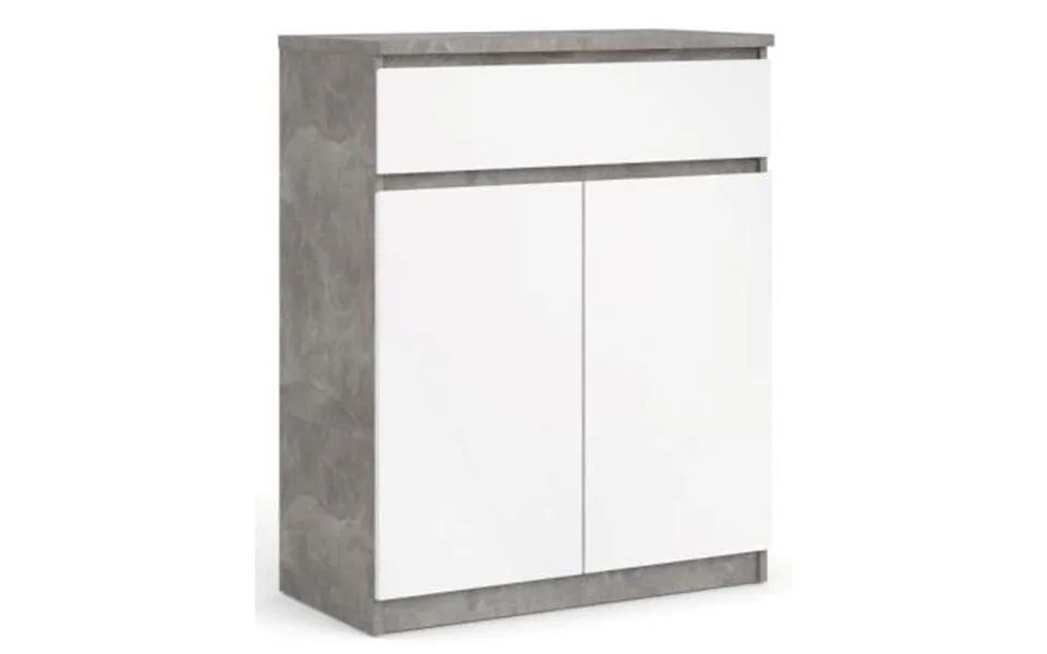 Nibe Skænk 80 Cm Bred I Beton Look Med Stort Skab Og 1 Skuffe