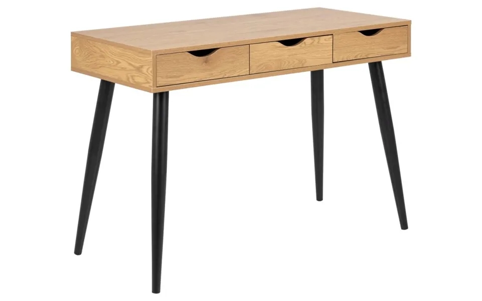 Space Skrivebord 110 X 50 Ege Look Med 3 Skuffer Og Med Sorte Ben