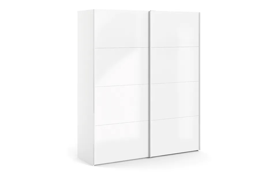 Trend 220 Hvidt Højglans Garderobeskab 180 Cm Bredt Med 2 Skydedøre