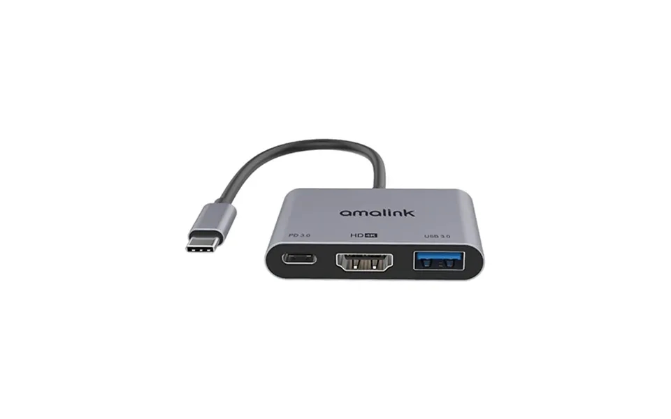 Anten Adapter Usb-c Til Usb-a Usb-c Hdmi 4k Hd - Grå