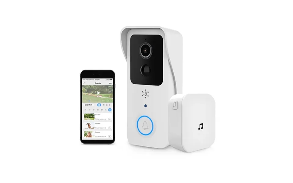 Nordview Smart Video-dørklokke Med Trådløs Ringeklokke Hvid