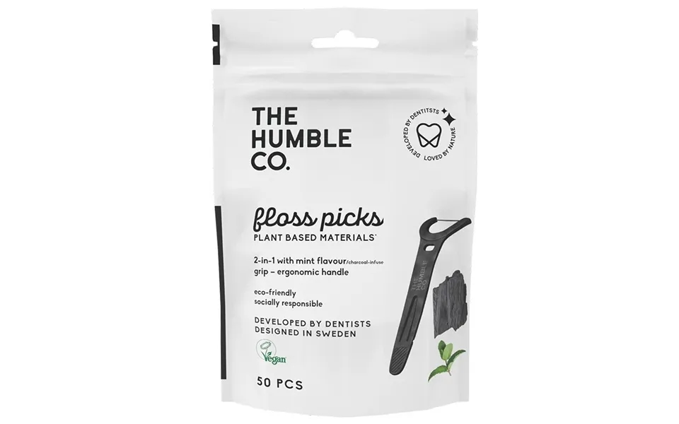 Humble Natural Floss Picks-grip Handle Charcoal