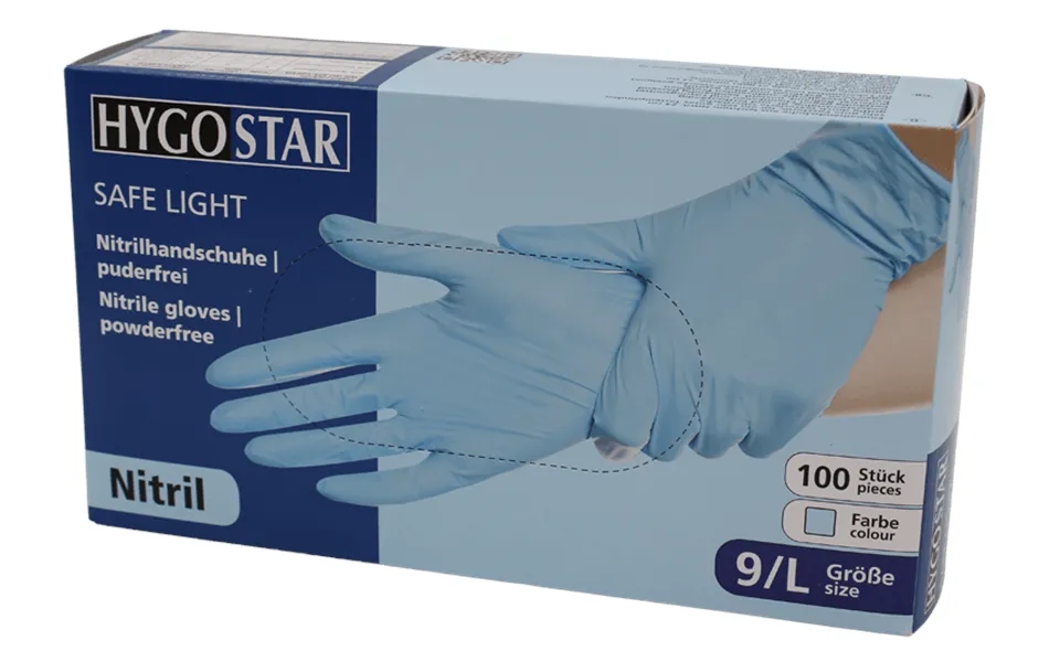 Nitril Engangshandske Hygostar Safe Light Pudderfri - Large