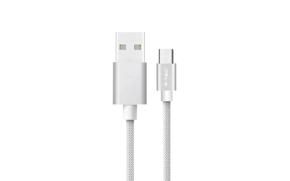 1m Micro Usb Kabel - Flettet Nylon, Sølv, Platinum Serien
