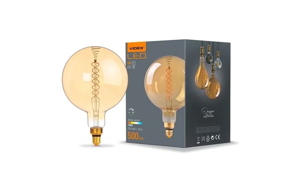 E27 8w Dæmpbar Led Pære - Spiral Amber, 2200k, 500lm, 360 , G200, Ra88, Erstat 42w