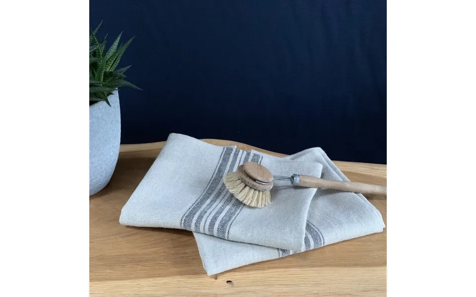 Hørviskestykke - Sort Stribe