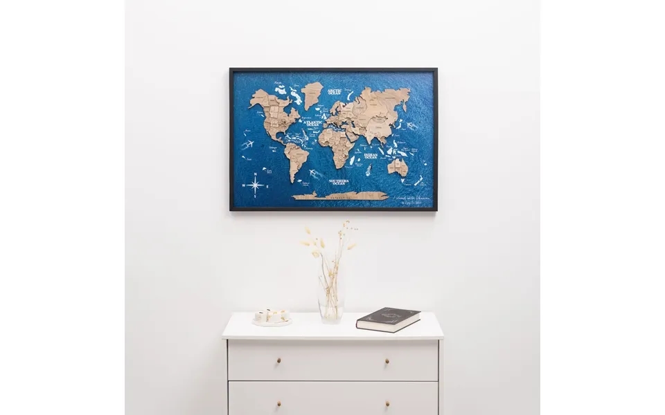 3d Verdenskort Eg I Blå Ramme