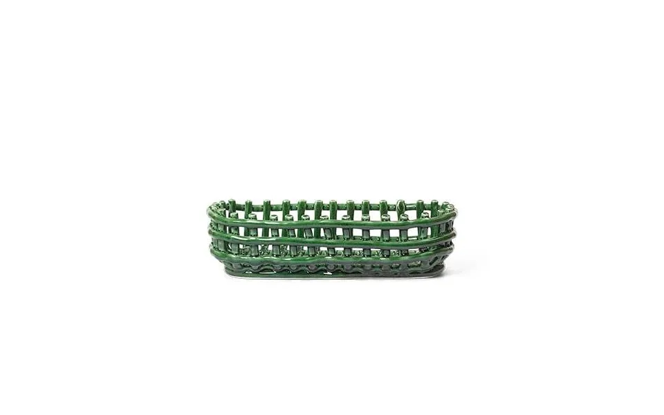 Ferm Living Ceramic Basket, Oval - Emerald Green