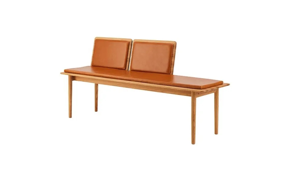 Findahl By Hammel, Elba Bænk, 3 Pers., M. 2 X Polstret Ryg Og Hynde - Eg Olie Cognac Læder