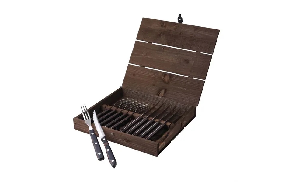 Gense Old Farmer Steak- Grillbestik 12 Dele - Træ Stål