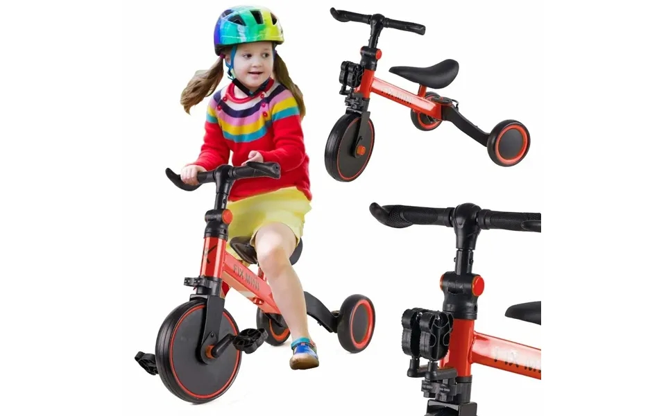 3-i-1 Rød Cykel Terræn - Trehjulet Cykel