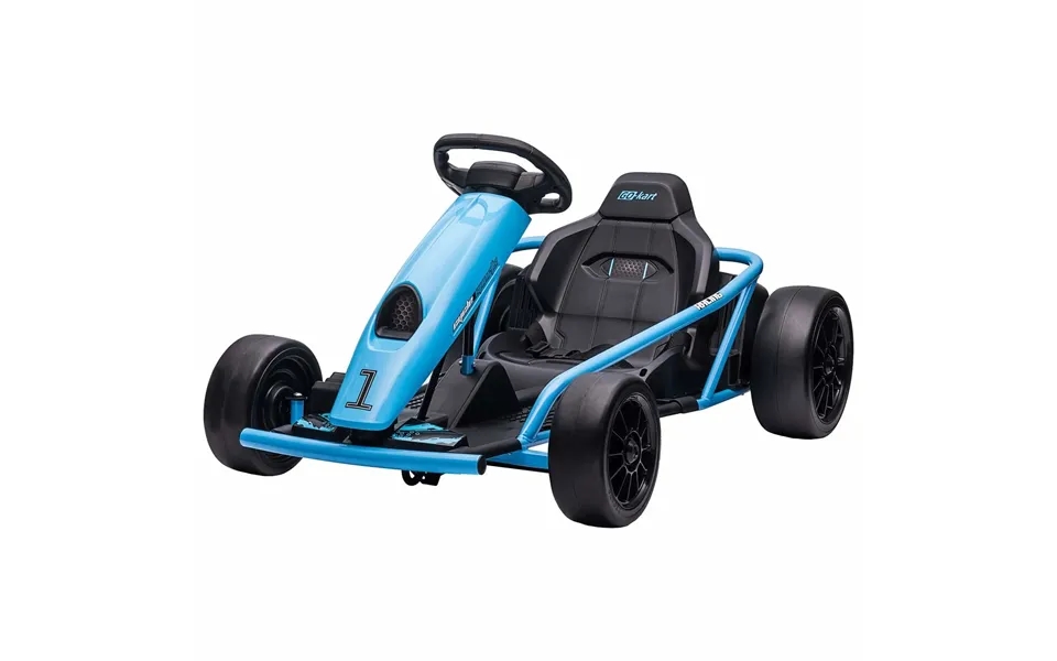 Blå Elektrisk Gokart Til Børn 8-12 År - 24v Med Sikkerhedssele