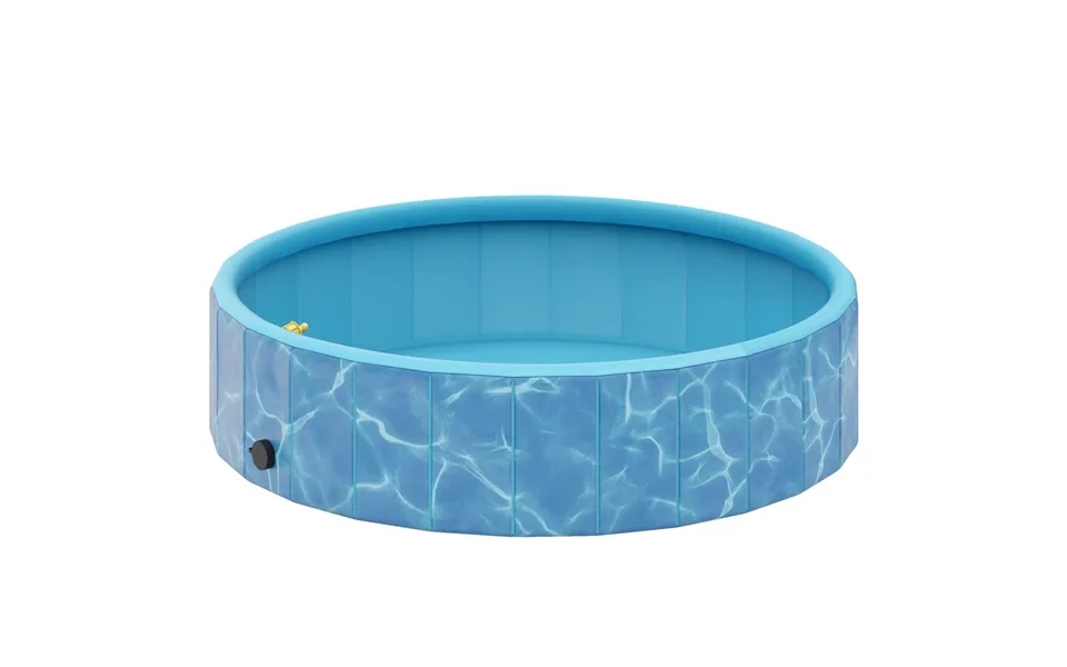 Hundebassin Foldeligt Soppebassin Med Springvand Og Vandpudedesign Ø120 X 30 Cm Blå