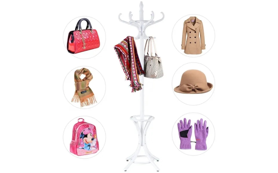 Knagerække Knagerække Jakkeholder Med Paraplystativ 12 Knagerækker-hvid