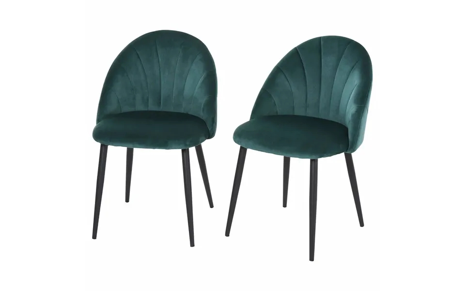 Moderne Fløjlsstole Grønt Sæt 2 Skandinavisk Design