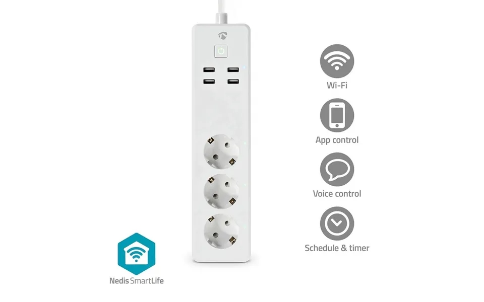 Smartlife Stikdåse Wi-fi 3 X Eu Stik Cee 7 3 4 X Usb 16 A 3680 W 1
