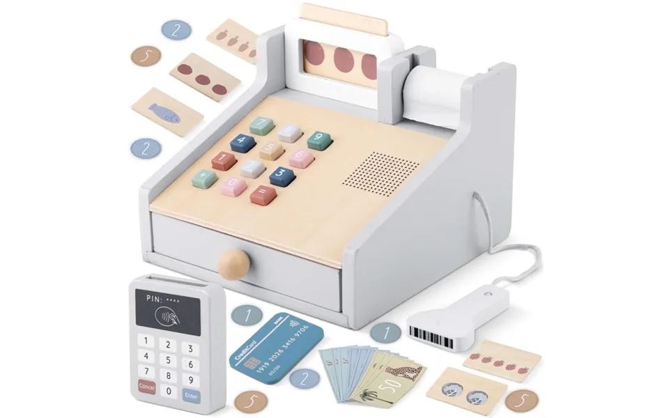 Trælegetøjsbutik Kasseapparat Nk-863 Nukido
