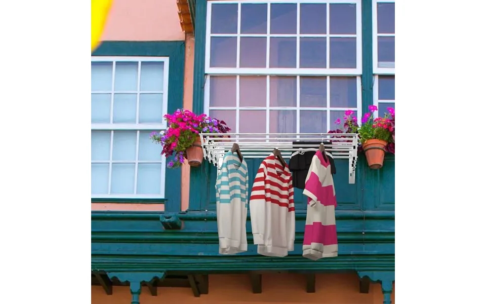 Væghængt Tøjstativ - Udtrækkelig Vægtørrer I Rustfrit Stål Med 8 Stænger